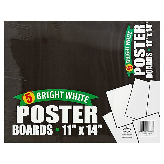 Norcom Poster Boards Bright White 11x14 - 5 Count