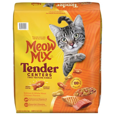 Meow Mix Tender Centers Salmon & White Meat Chicken Flavors Kibble - 13.5 Lb - Image 4