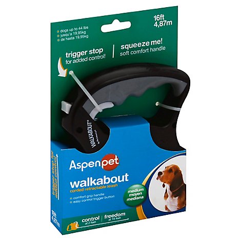 Aspen Pet Walkabout Leash Corded Retractable Medium 16ft Box - Each