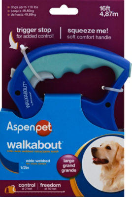 Aspen Pet Walkabout Leash Wide Webbed Retractable 1/2 Inch 16ft Box - Each - Image 2