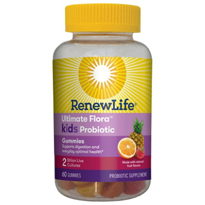 ReNew Life Ultimate Flora Probiotic Gummies Natural Fruit Flavored - 60 Count