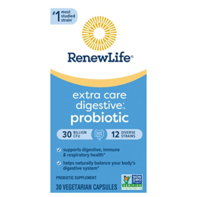 ReNew Life Ultimate Flora Probiotic Supplement Vegetable Capsules Extra Care - 30 Count - Image 1