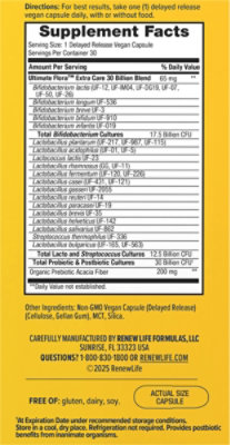 ReNew Life Ultimate Flora Probiotic Supplement Vegetable Capsules Extra Care - 30 Count - Image 2