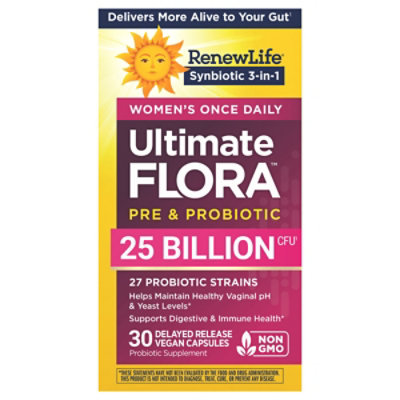 ReNew Life Ultimate Flora Probiotic Supplement Vegetable Capsules Womens Care - 30 Count - Image 1