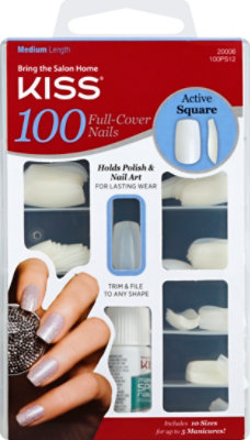 Kiss 100 Nails Clear Square E - Each - Image 2