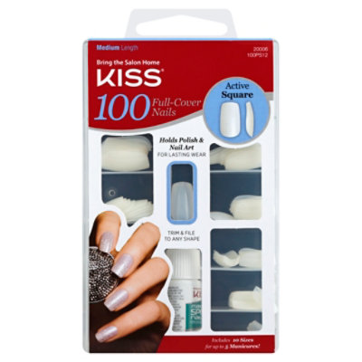 Kiss 100 Nails Clear Square E - Each - Image 1