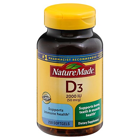 Nature Made Vitamin D 2000 Iu Softgel Value Size - 250 Count