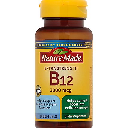 Nature Made Dietary Supplement Softgels Vitamin B-12 3000 mcg - 60 Count - Image 2