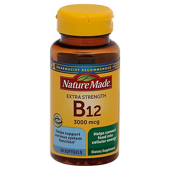Nature Made Dietary Supplement Softgels Vitamin B-12 3000 mcg - 60 Count