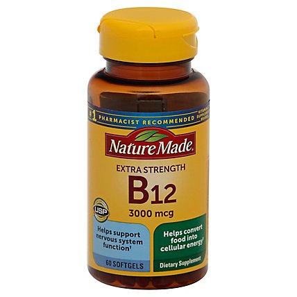 Nature Made Dietary Supplement Softgels Vitamin B-12 3000 mcg - 60 Count - Image 1