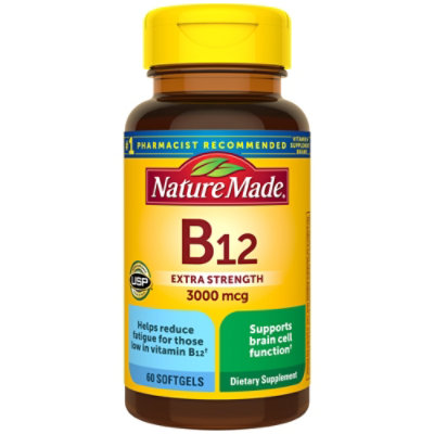 Nature Made Dietary Supplement Softgels Vitamin B-12 3000 mcg - 60 Count