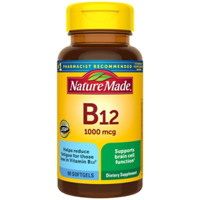 Nature Made Dietary Supplement Softgels Vitamin B-12 1000 Mcg - 90 ...