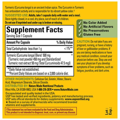 Nature Made Turmeric Curcumin 500 mg Capsules - 60 Count - Image 4