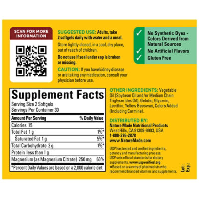 Nature Made Magnesium Citrate Softgels - 60 Count - Image 3