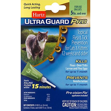 Hartz UltraGuard Pro Flea & Tick Drops For Cats - 3-0.061 Fl. Oz. - Image 2