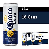 Corona Extra Lager Mexican Beer Cans Multipack 4.6% ABV - 18-12 Fl. Oz. - Image 1