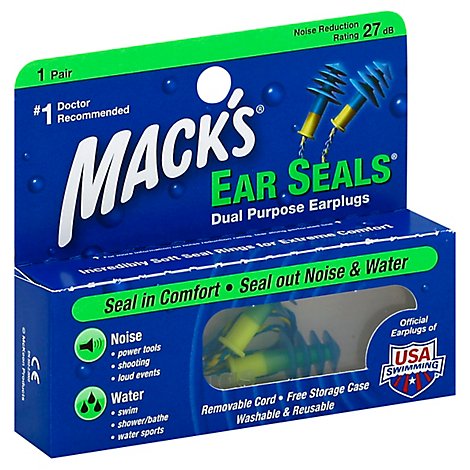 Macks Ear Seals Earplugs Dual Purpose - Each