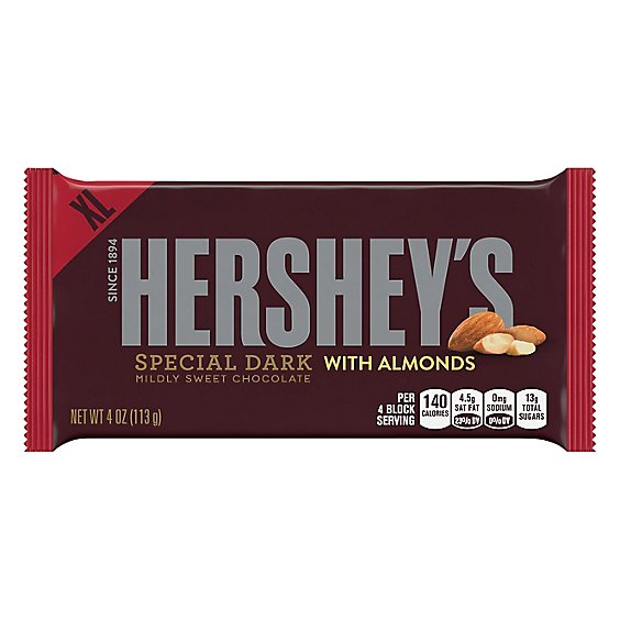 HERSHEY'S Special Dark Chocolate Mildly Sweet with Almonds XL - 4 Oz
