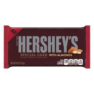 HERSHEY'S Special Dark Chocolate Mildly Sweet with Almonds XL - 4 Oz