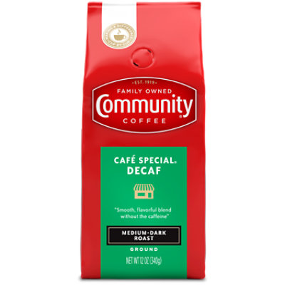 Community Coffee Coffee Ground Medium Dark Roast Cafe-Special Decaffeinated - 12 Oz - Image 1