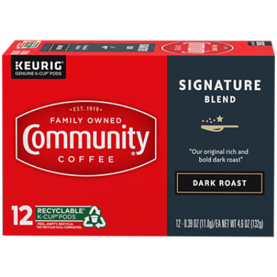 Community Coffee Coffee K-Cup Pods Dark Roast Signature Blend - 12 Count