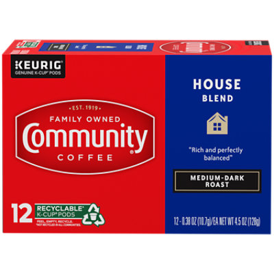 Community Coffee Coffee K-Cup Pods Medium-Dark Roast House Blend - 12 Count - Image 1