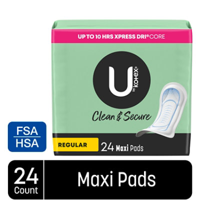 U by Kotex Security Regular Absorbency Unscented Maxi Feminine Pads - 24 Count - Image 1