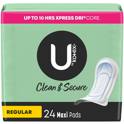 U by Kotex Security Maxi Feminine Pads Unscented Regular Absorbency - 24 Count