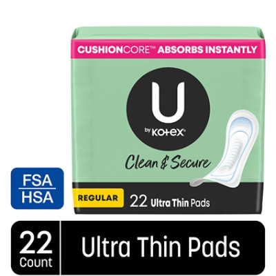 U by Kotex Security Pads Ultra Thin Regular - 22 Count - Image 1