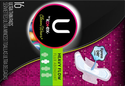 U by Kotex Clean Wear Pads Ultra Thin Heavy Flow - 16 Count - Image 4