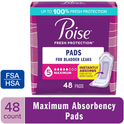 Poise Incontinence Pads 5 Drop Absorbency Incontinence Pads - 48 Count - Image 1