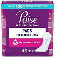 Poise Incontinence Pads for Women Maximum Absorbency - 48 Count - Image 1