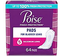 Poise Incontinence Long Pads for Women Maximum Absorbency - 64 Count