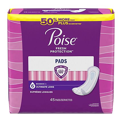 Poise Long Incontinence Pads Ultimate Absorbency - 45 Count - Image 9