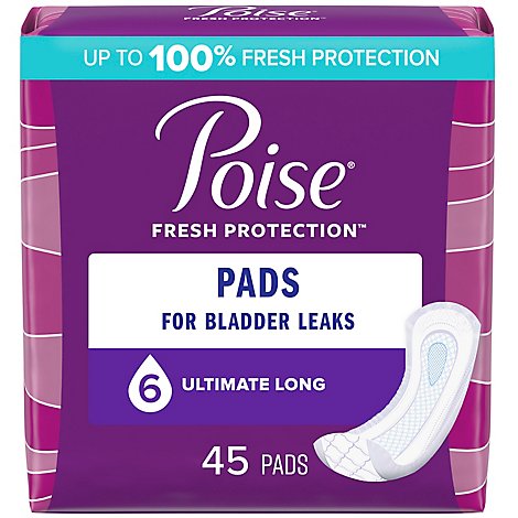 Poise Incontinence Pads Long Ultimate Absorbency - 45 Count