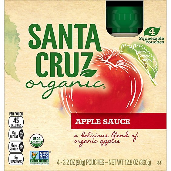 Santa Cruz Organic Apple Sauce Box - 4-3.2 Oz