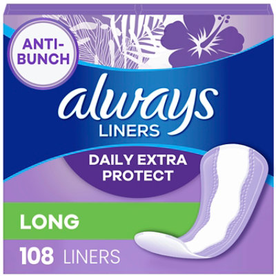 Always Anti Bunch Xtra Protection Long Absorbency Unscented Daily Liners - 108 Count - Image 1