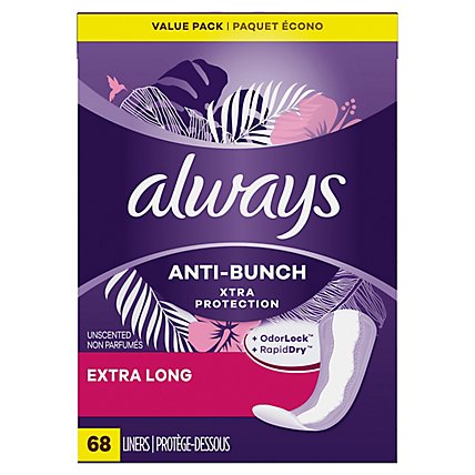 Always Anti Bunch Xtra Protection Extra Long Unscented Daily Liners - 68 Count - Image 9