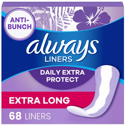 Always Anti Bunch Xtra Protection Extra Long Unscented Daily Liners - 68 Count - Image 1