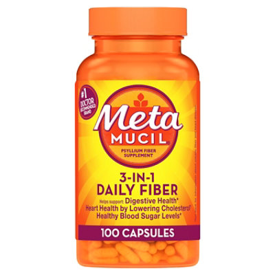 Metamucil Fiber Supplement 3 In 1 MultiHealth Capsules - 100 Count - Image 1