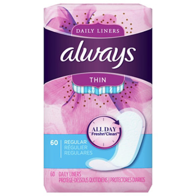 Always Thin Regular Daily Liners - 60 Count