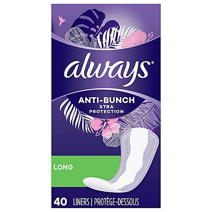 Always Anti Bunch Xtra Protection Long Unscented Daily Liners - 40 Count