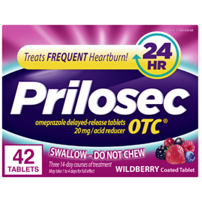 Prilosec Heartburn Relief and Acid Reducer Tablets Wildberry - 42 Count - Image 1