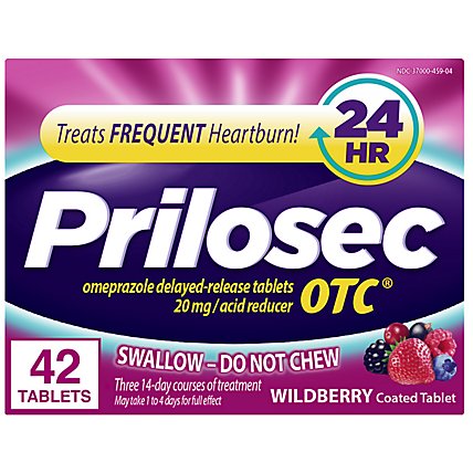 Prilosec OTC Frequent Heartburn Relief Medicine and Acid Reducer Wildberry - 42 Count - Image 1