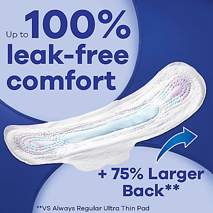 Always Ultra Thin Pads Size 5 Extra Heavy Overnight Absorbency Unscented with Wings - 34 Count - Image 3