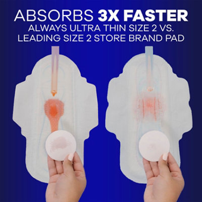 Always Ultra Thin Pads Size 5 Extra Heavy Overnight Absorbency Unscented with Wings - 34 Count - Image 3