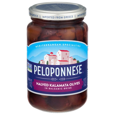 Peloponnese Gourmet Olives Black Halved Kalamata - 6.4 Oz - Image 1