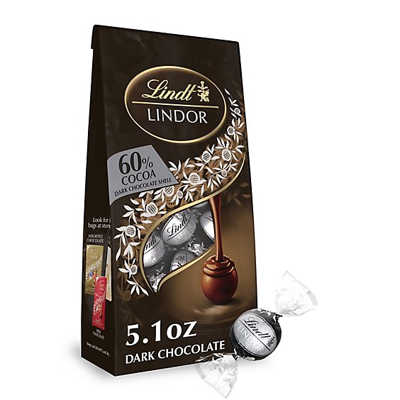 Lindt LINDOR 60% Extra Dark Chocolate Candy Truffles Bag - 5.1 Oz