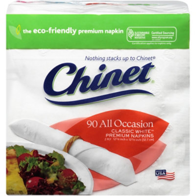 Chinet Napkins All Occasion Classic White Wrapper - 90 Count - Image 2