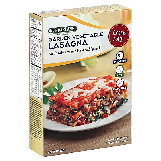 Cedarlane Frozen Meal Lasagna Low Fat Garden Vegetable - 10 Oz